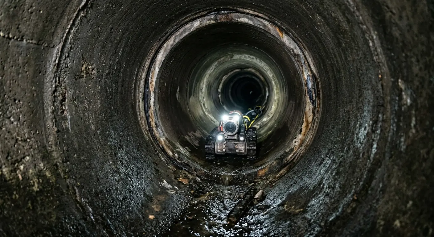 Robotic sewer camera inspecting pipe interior for Drain Snake Service in Estacada